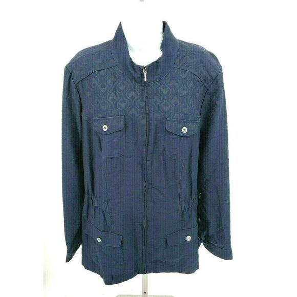 New Christopher & Banks Light Weight Jacket Size XL Stretch Navy Blue - Picture 1 of 11